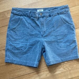 Marine Layer Men’s Faded Blue Cord Cotton Patch-Pocket Shorts